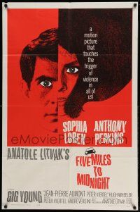 1y297 FIVE MILES TO MIDNIGHT 1sh '63 Le Couteau dans la Plaie, Sophia Loren & Anthony Perkins!