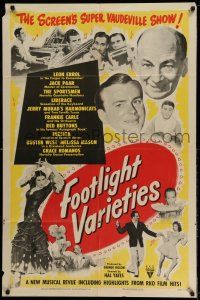 1y306 FOOTLIGHT VARIETIES 1sh '51 Leon Errol, Jack Paar, RKO comedy compilation!