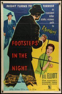 1y307 FOOTSTEPS IN THE NIGHT 1sh '57 night turns to terror as killer stalks path to murder!