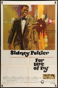 1y308 FOR LOVE OF IVY 1sh '68 Daniel Mann, cool artwork of Sidney Poitier!