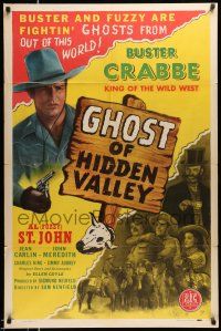 1y347 GHOST OF HIDDEN VALLEY 1sh '46 Buster Crabbe & Fuzzy are fightin' ghosts, out of this world!