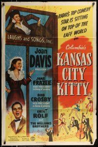 1y485 KANSAS CITY KITTY 1sh '44 Joan Davis, radio & screen's favorite funstar, Bob Crosby, Frazee