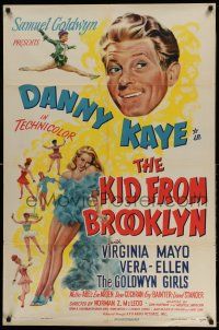 1y488 KID FROM BROOKLYN style A 1sh '46 great art of Danny Kaye, sexy Virginia Mayo & Vera-Ellen!