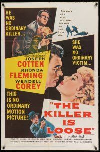 1y491 KILLER IS LOOSE 1sh '56 Budd Boetticher, art of Joseph Cotten & Rhonda Fleming!
