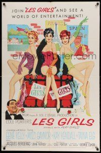 1y522 LES GIRLS 1sh '57 Fernie art of Gene Kelly + sexy Mitzi Gaynor, Kay Kendall & Taina Elg!