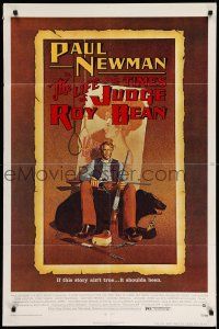 1y525 LIFE & TIMES OF JUDGE ROY BEAN 1sh '72 John Huston, art of Paul Newman by Richard Amsel!