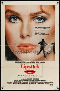 1y528 LIPSTICK 1sh '76 super close up of sexy Margaux Hemingway, the story of a woman's revenge!