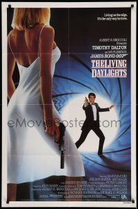 1y531 LIVING DAYLIGHTS int'l 1sh '87 Tim Dalton as James Bond & sexy Maryam d'Abo w/gun!