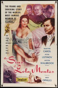 1y533 LOLA MONTES 1sh '59 Max Ophuls, art of sexy Martine Carol, a woman of scandal!