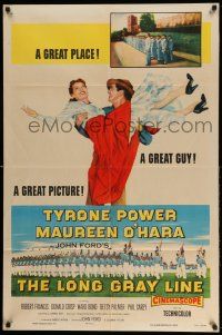 1y535 LONG GRAY LINE 1sh '54 art of Tyrone Power carrying Maureen O'Hara, plus West Point cadets!