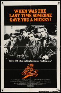 1y539 LORDS OF FLATBUSH 1sh '74 cool portrait of Fonzie, Rocky, & Perry as greasers in leather