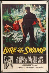 1y553 LURE OF THE SWAMP 1sh '57 two men & a super sexy woman find their destination is Hell!