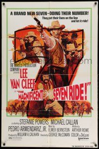 1y560 MAGNIFICENT SEVEN RIDE 1sh '72 art of cowboy Lee Van Cleef firing six-shooter!