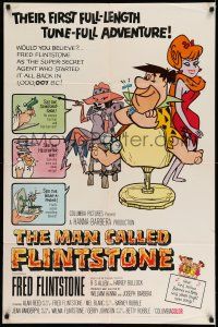 1y564 MAN CALLED FLINTSTONE 1sh '66 Hanna-Barbera, Fred, Barney, Wilma & Betty, spy spoof!