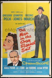 1y565 MAN IN THE GRAY FLANNEL SUIT style B 1sh '56 Gregory Peck, Jennifer Jones, Fredric March!