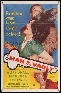 1y566 MAN IN THE VAULT 1sh '56 directed by Andrew V. McLaglen, sexy two-timing Anita Ekberg!