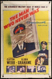 1y568 MAN WHO NEVER WAS 1sh '56 Clifton Webb, Gloria Grahame, strangest military hoax of WWII!