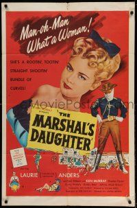 1y578 MARSHAL'S DAUGHTER 1sh '53 man-oh-man, sexy Laurie Anders is a bundle of curves!