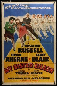 1y607 MY SISTER EILEEN style B 1sh '42 Rosalind Russell in stage hit that convulsed Broadway!