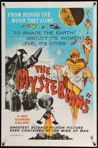 1y611 MYSTERIANS 1sh '59 Ishiro Honda, they're abducting Earth's women & leveling its cities!