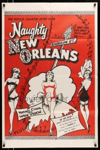 1y621 NAUGHTY NEW ORLEANS 1sh R59 Bourbon St. showgirls in French Quarter after dark!