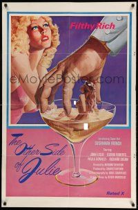 1y651 OTHER SIDE OF JULIE 1sh '78 sexy naked Suzannah French in champagne glass, filthy rich!