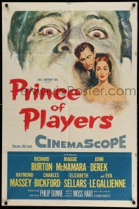 1y682 PRINCE OF PLAYERS 1sh '55 Richard Burton as Edwin Booth, perhaps greatest stage actor ever!