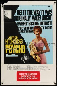 1y693 PSYCHO 1sh R69 sexy half-dressed Janet Leigh, Anthony Perkins, Alfred Hitchcock classic!
