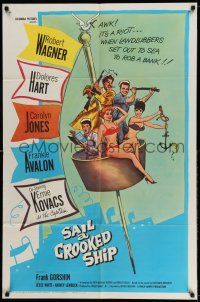 1y725 SAIL A CROOKED SHIP 1sh '61 Robert Wagner & Ernie Kovacks with sexy girls on ship mast!