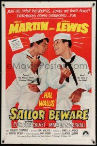 1y727 SAILOR BEWARE 1sh R68 wacky Dean Martin & Jerry Lewis in the Navy!