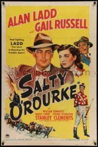 1y731 SALTY O'ROURKE style A 1sh '45 Alan Ladd, Gail Russell, gambling, cool horse racing artwork!