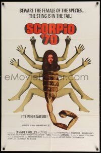 1y744 SCORPIO '70 1sh '70 Henri Pachard, Jennifer Welles, wild female scorpion image!
