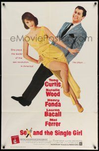 1y759 SEX & THE SINGLE GIRL 1sh '65 great full-length image of Tony Curtis & sexiest Natalie Wood!