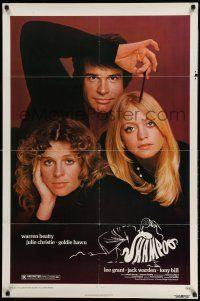 1y763 SHAMPOO 1sh '75 best close up of Warren Beatty, Julie Christie & Goldie Hawn!