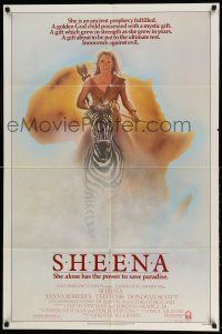 1y766 SHEENA 1sh '84 artwork of sexy Tanya Roberts with bow & arrows riding zebra in Africa!
