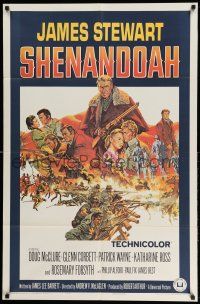 1y767 SHENANDOAH 1sh '65 James Stewart, Civil War, great Frank McCarthy artwork!