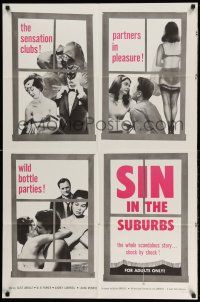 1y777 SIN IN THE SUBURBS 1sh '62 Joseph W. Sarno directed, wild bottle parties!