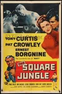 1y801 SQUARE JUNGLE 1sh '56 great artwork of boxing Tony Curtis fighting in the ring!