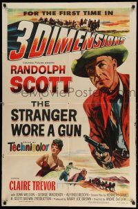 1y810 STRANGER WORE A GUN 3D 1sh '53 Randolph Scott for the first time in 3 dimensions!
