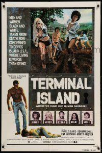 1y846 TERMINAL ISLAND 1sh '73 death row criminals, where living is worse than dying, sexy art!