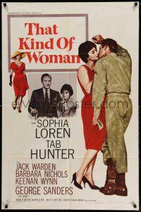 1y852 THAT KIND OF WOMAN 1sh '59 images of sexy Sophia Loren, Tab Hunter & George Sanders!