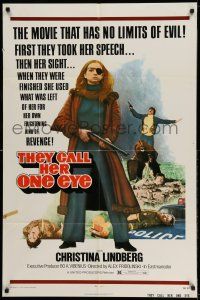 1y861 THEY CALL HER ONE EYE 1sh '74 wild cult classic, Christina Lindberg in the title role!