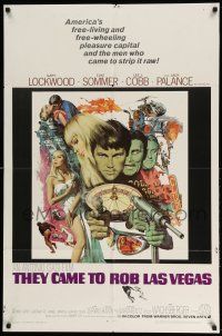 1y862 THEY CAME TO ROB LAS VEGAS 1sh '68 Gary Lockwood, cool McCarthy art including roulette wheel