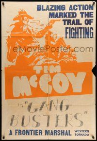 1y877 TIM MCCOY 1sh '40s art of classic cowboy on trusty horse shooting gun!