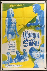 1y963 WHY WOMEN SIN 1sh '58 sexy Woman of Sin Dany Carrel helps spotlight phony model racket!