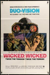 1y965 WICKED WICKED 1sh '73 Tiffany Bolling, twice the terror, sexy horror art!