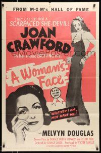 1y980 WOMAN'S FACE 1sh R54 Joan Crawford, Margaret Sullavan, Melvyn Douglas, Young