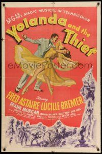 1y989 YOLANDA & THE THIEF 1sh '45 great image of Fred Astaire dancing with sexy Lucille Bremer!