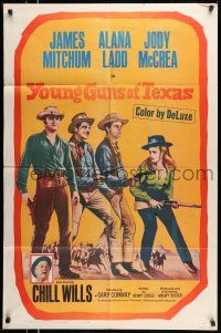 1y993 YOUNG GUNS OF TEXAS 1sh '63 teen cowboys James Mitchum, Alana Ladd & Jody McCrea!