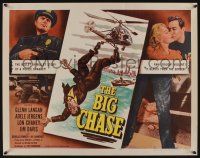 1z555 BIG CHASE 1/2sh '54 art of Glenn Langan falling from helicopter, plus crazed Lon Chaney Jr!
